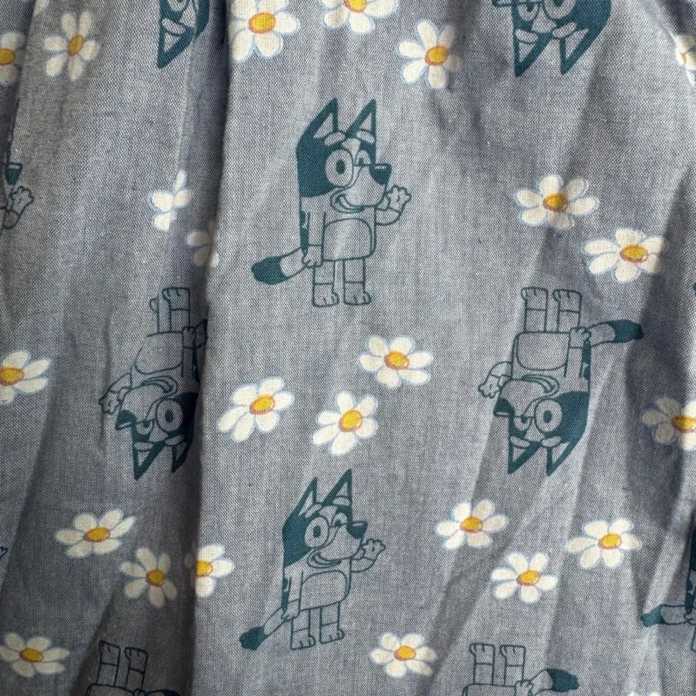 Bluey Girls 3T Blue Daisy Print Chambray Flutter Sleeve Dress Bow‎ Back